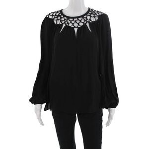 Kobi Halperin Women Black 100% Silk Long Sleeve Blouse Size M